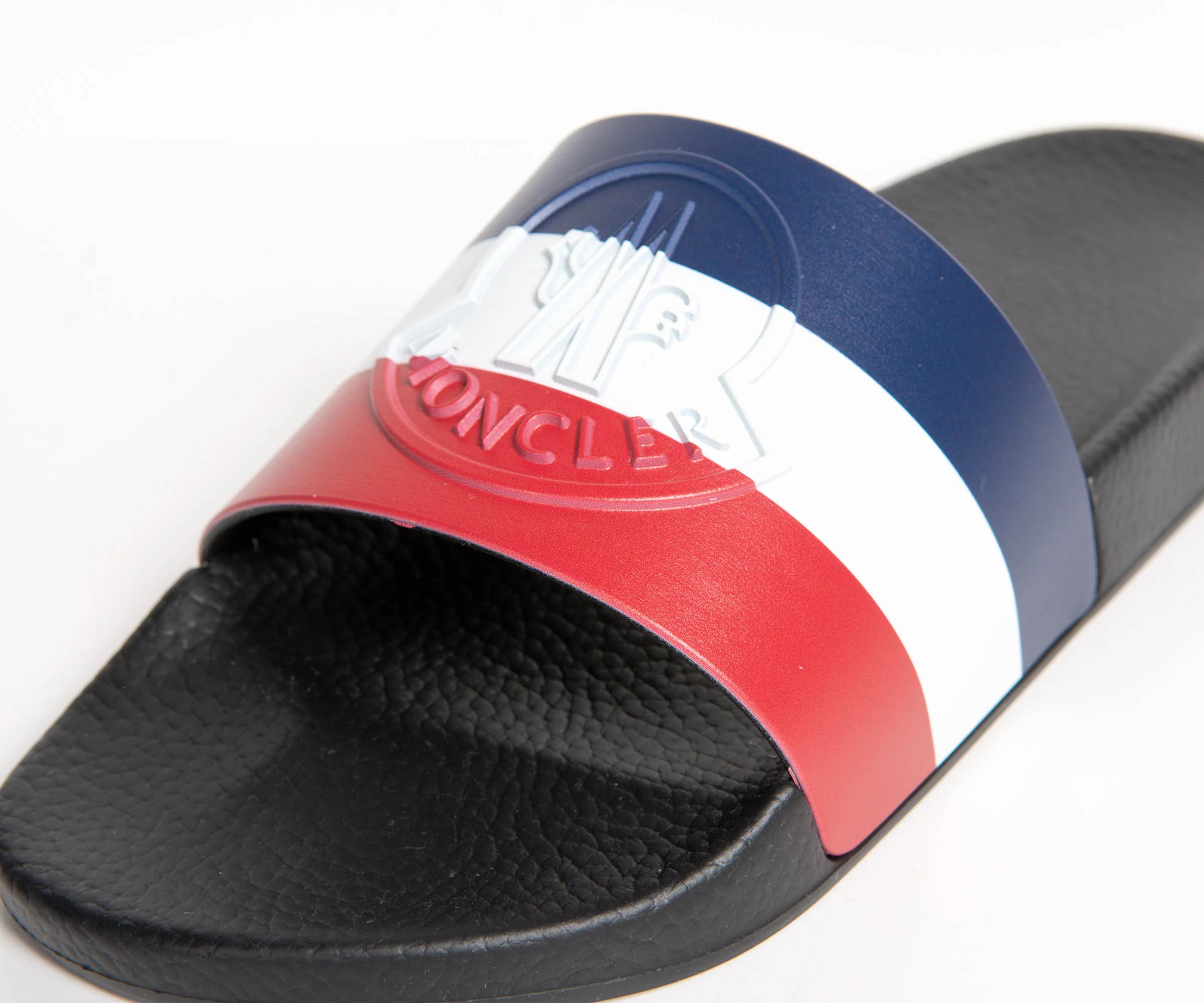 Moncler 'Basile' Striped Logo Slider Black - Image 3