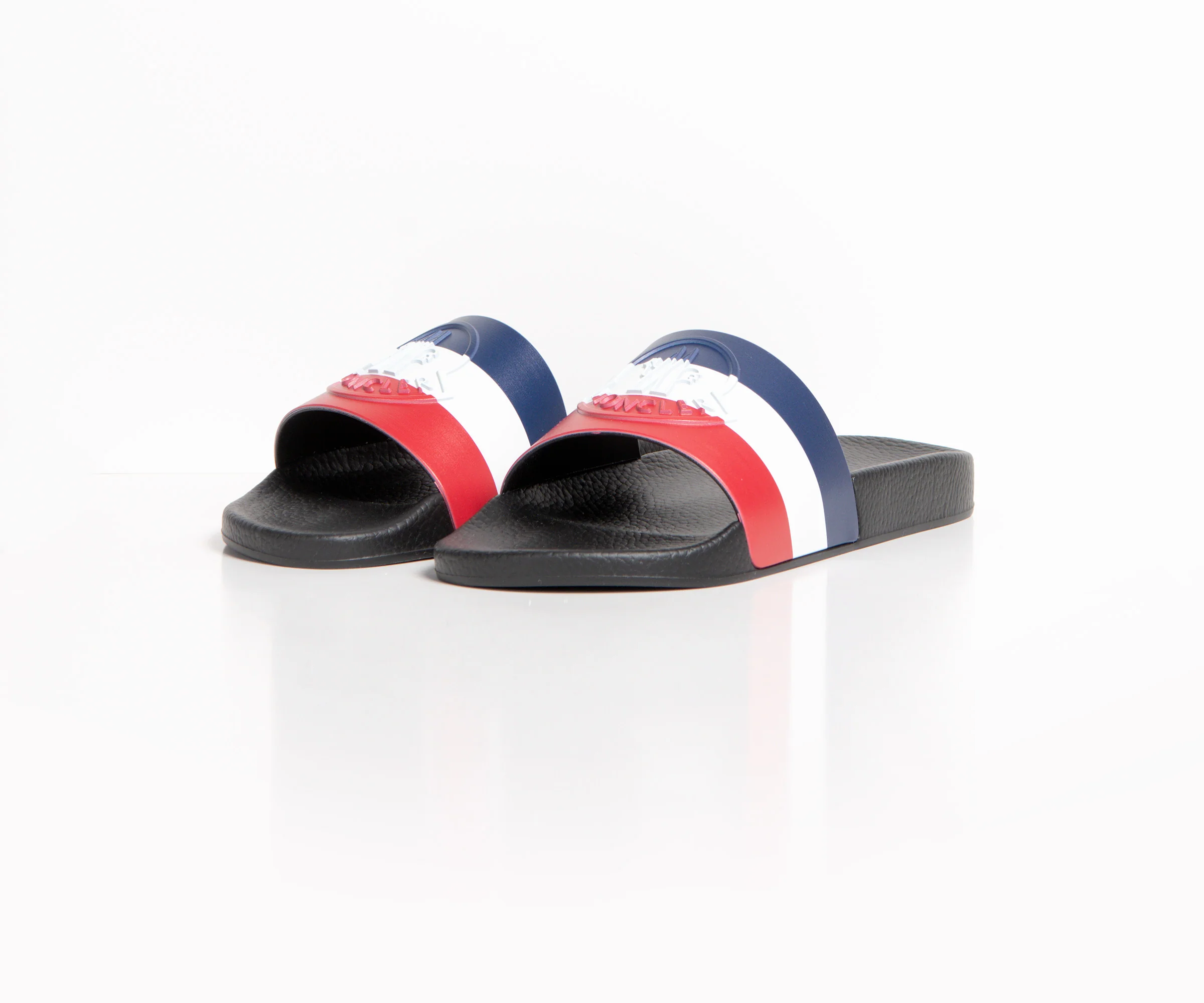 Moncler 'Basile' Striped Logo Slider Black - Image 5