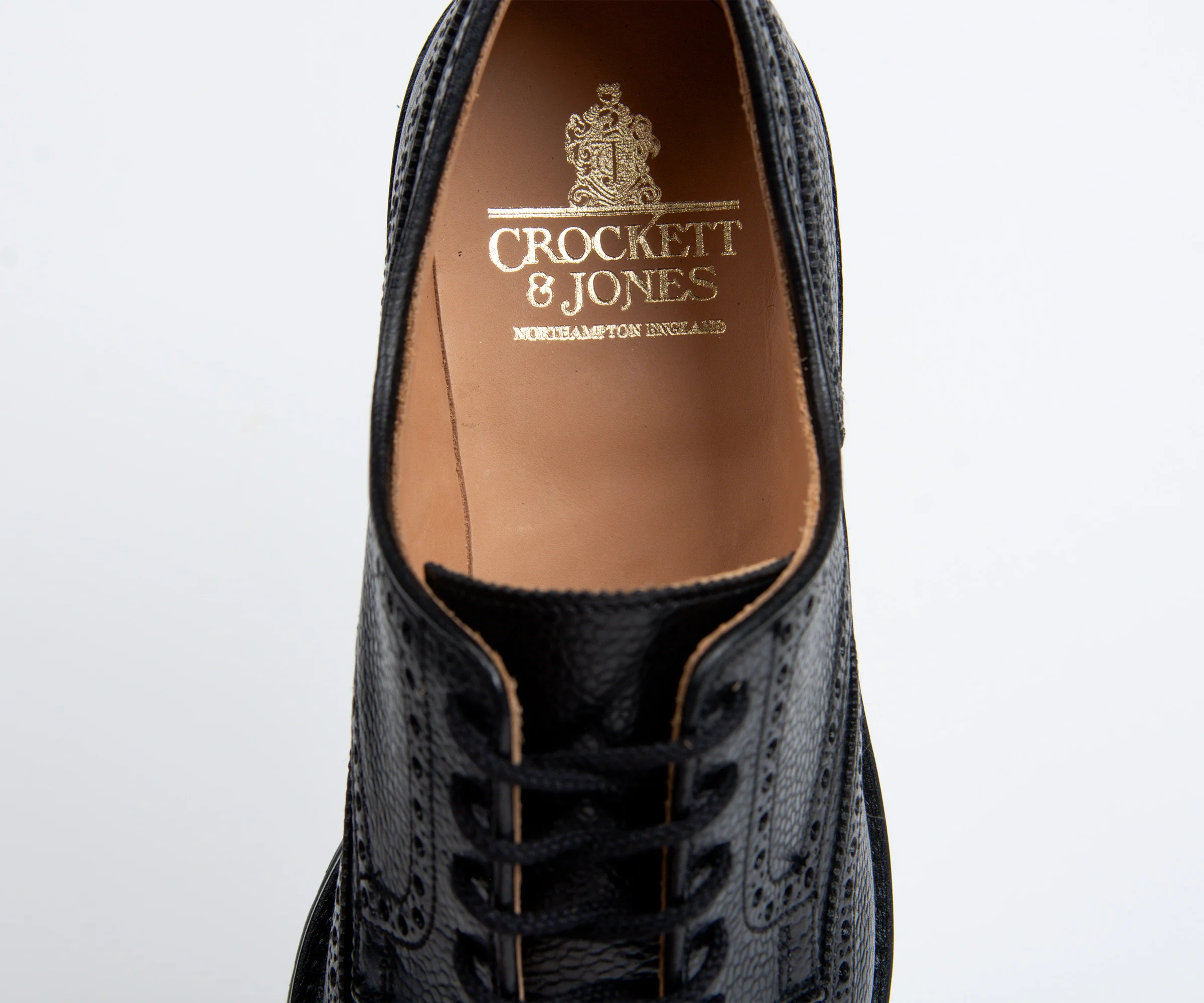 Crockett & Jones 'Pembroke' Leather Brogue Vibram Cleated Sole Black - Image 3