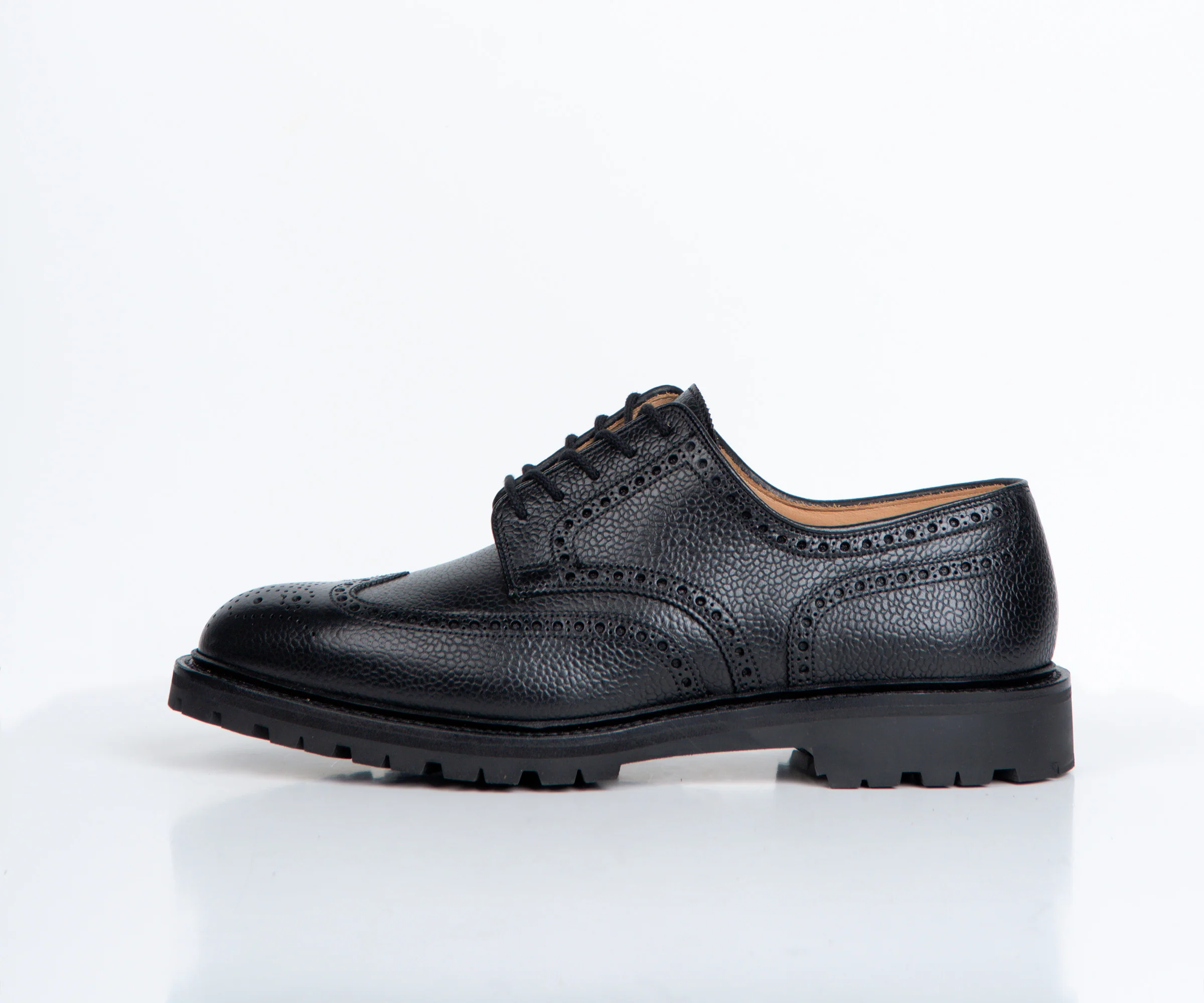 Crockett & Jones 'Pembroke' Leather Brogue Vibram Cleated Sole Black - Image 4