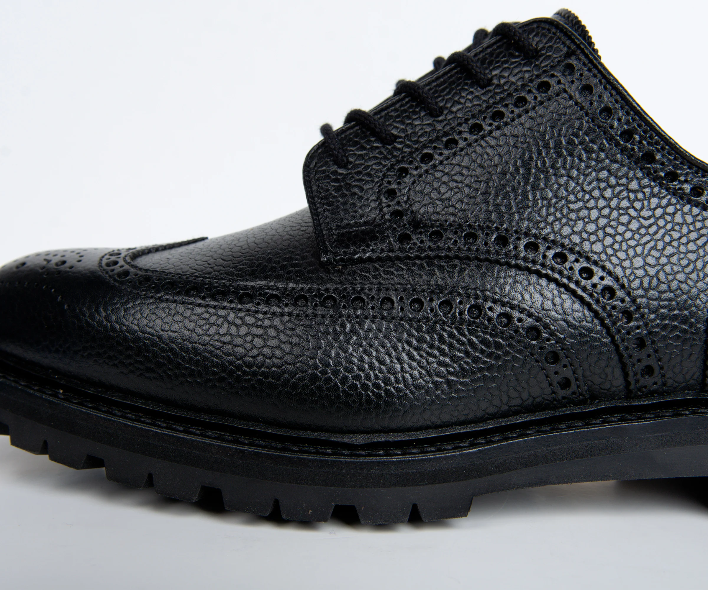 Crockett & Jones 'Pembroke' Leather Brogue Vibram Cleated Sole Black - Image 5
