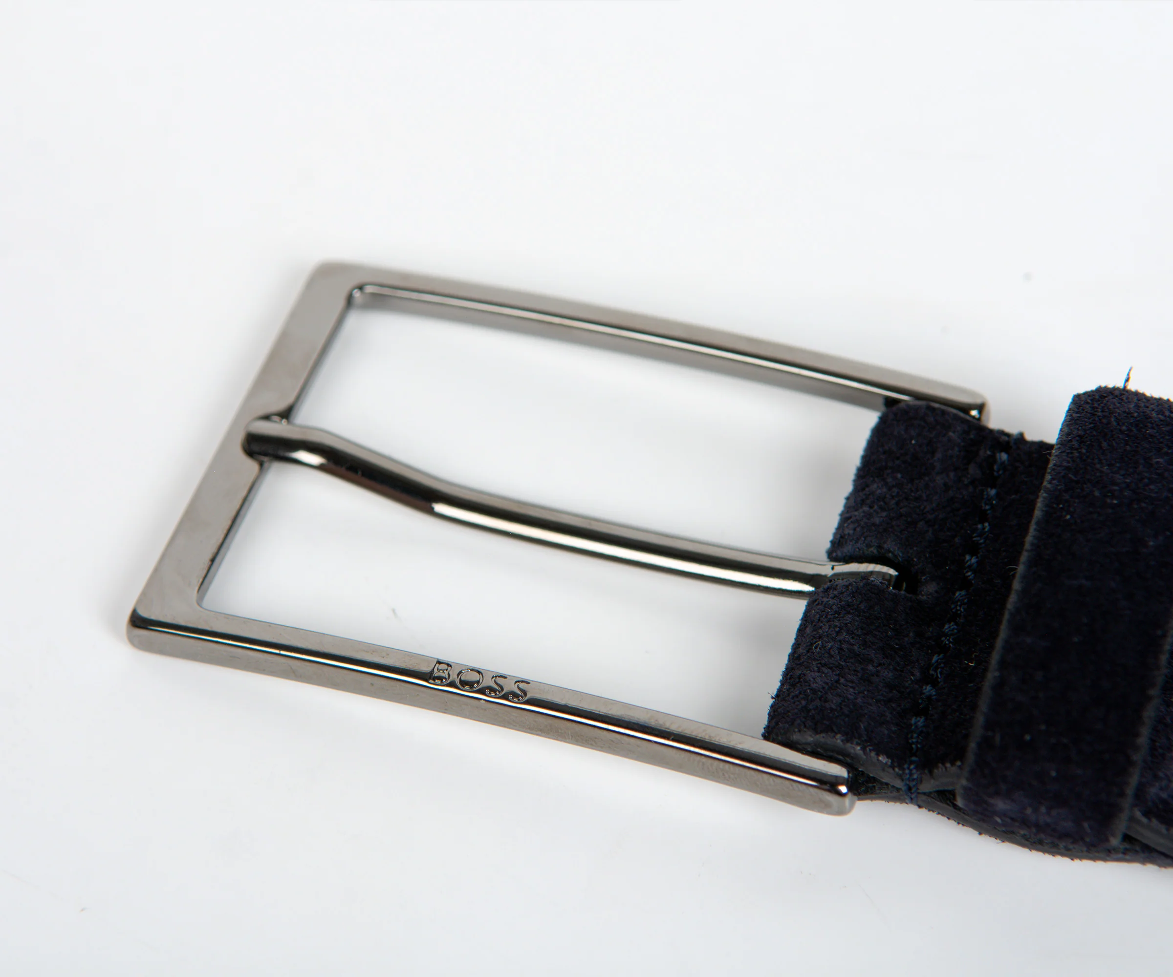 HUGO BOSS Calindo Suede Belt Dark Blue - Image 3
