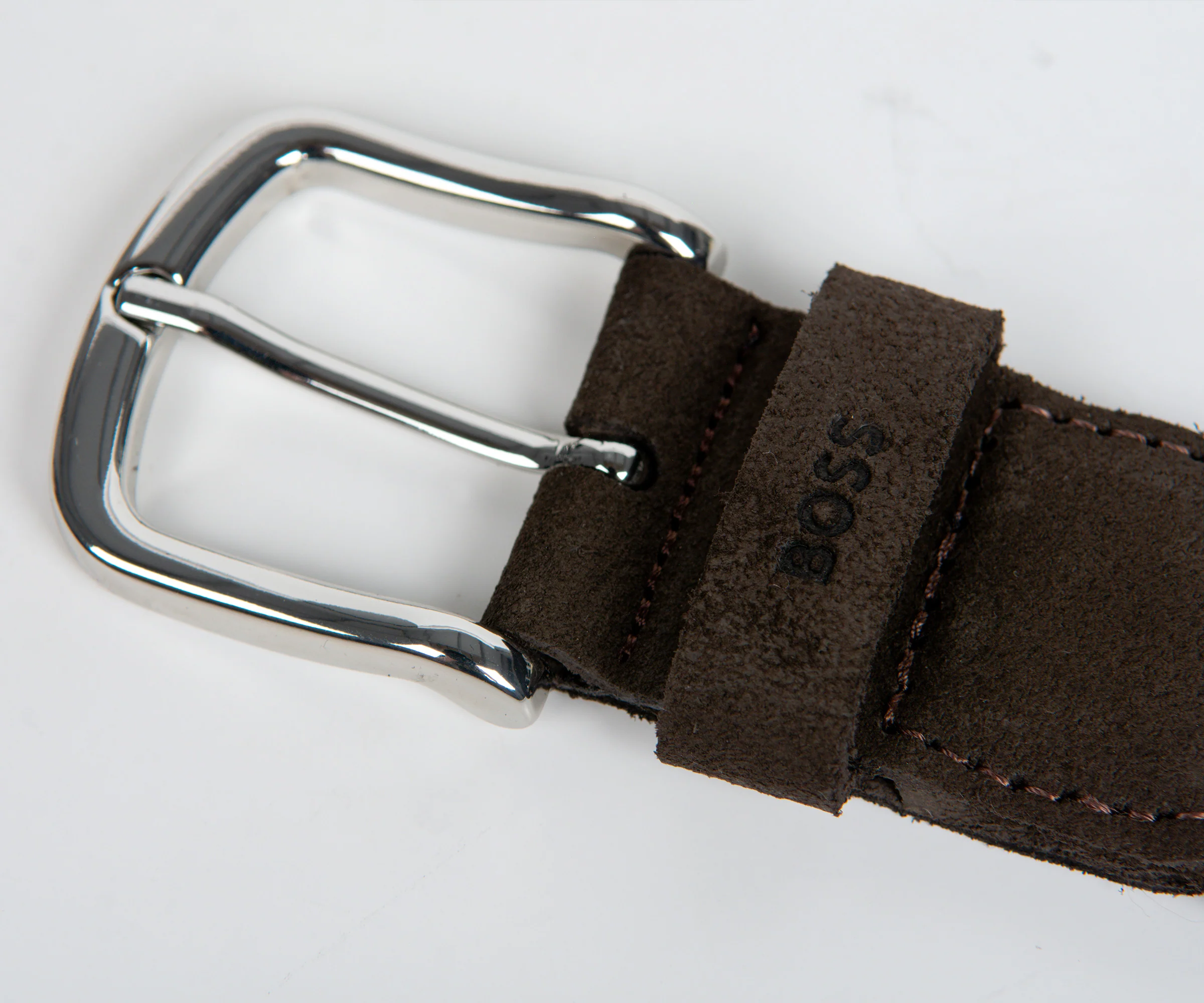 BOSS Woven Leather Belt Dark Brown - Image 3
