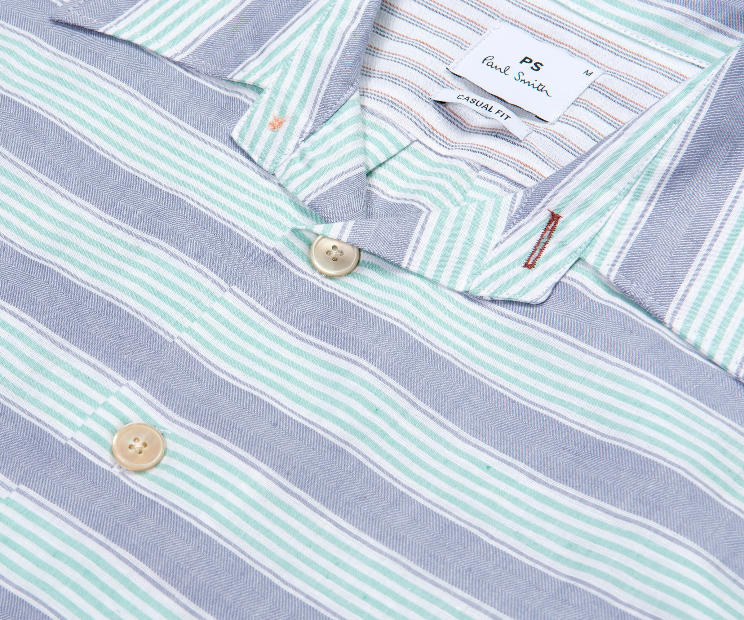 Paul Smith PS Striped SS Casual Shirt Turquoise/Purple/White - Image 3