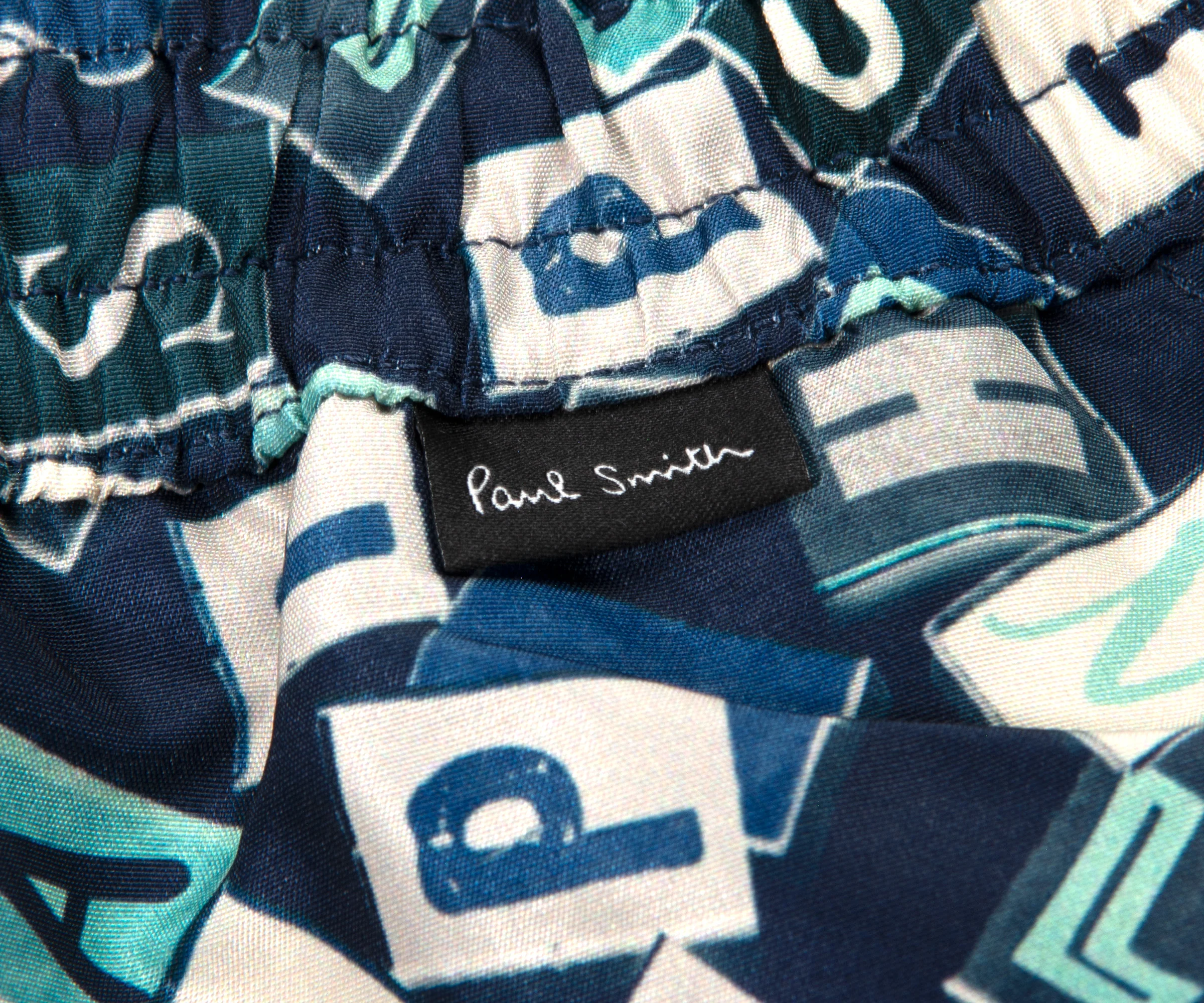 Paul Smith Lettered Logo Swim Shorts Petrol Green - Image 3