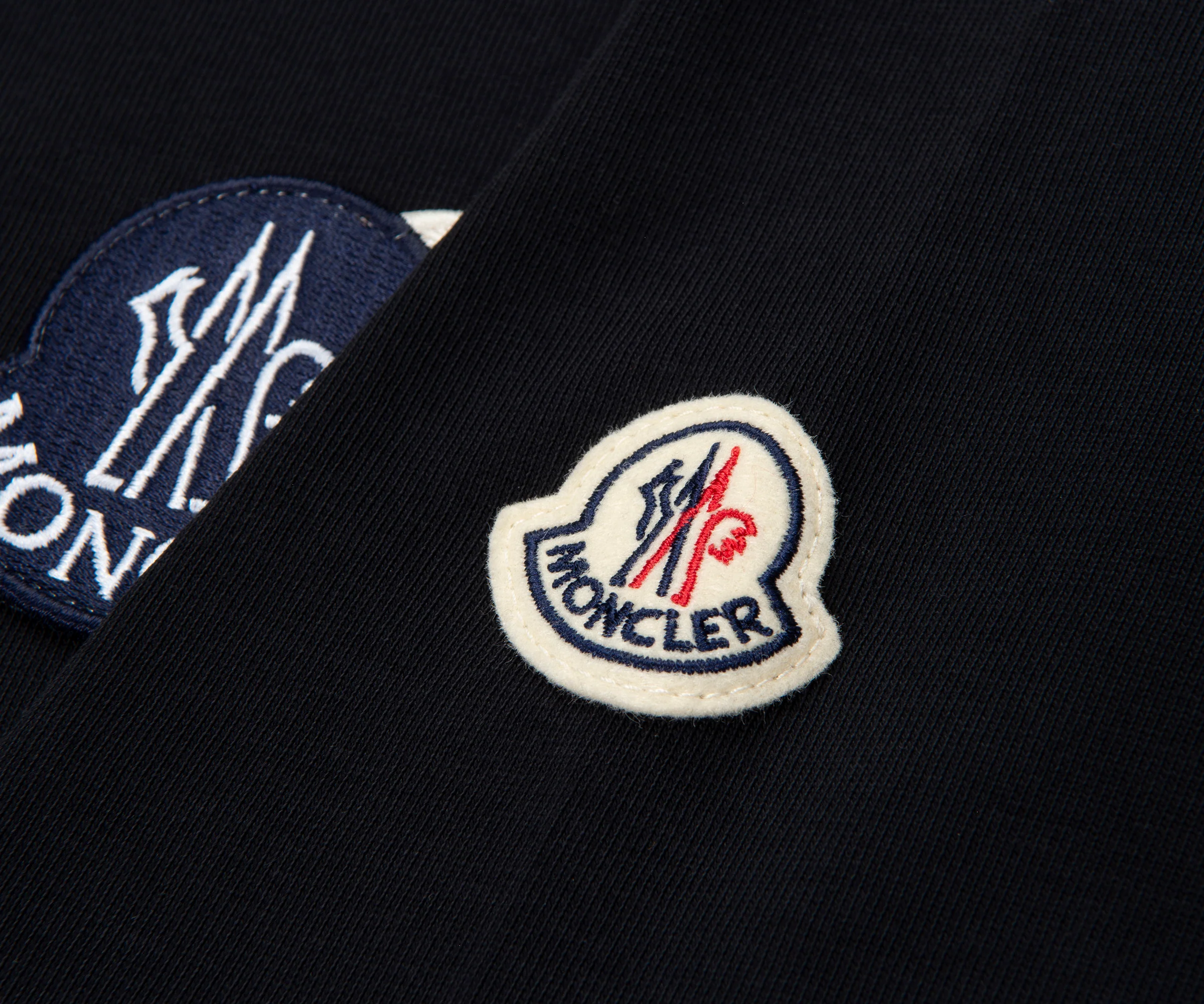 Moncler Black Embroidered Tricolour Logo Cotton T-Shirt - Image 4