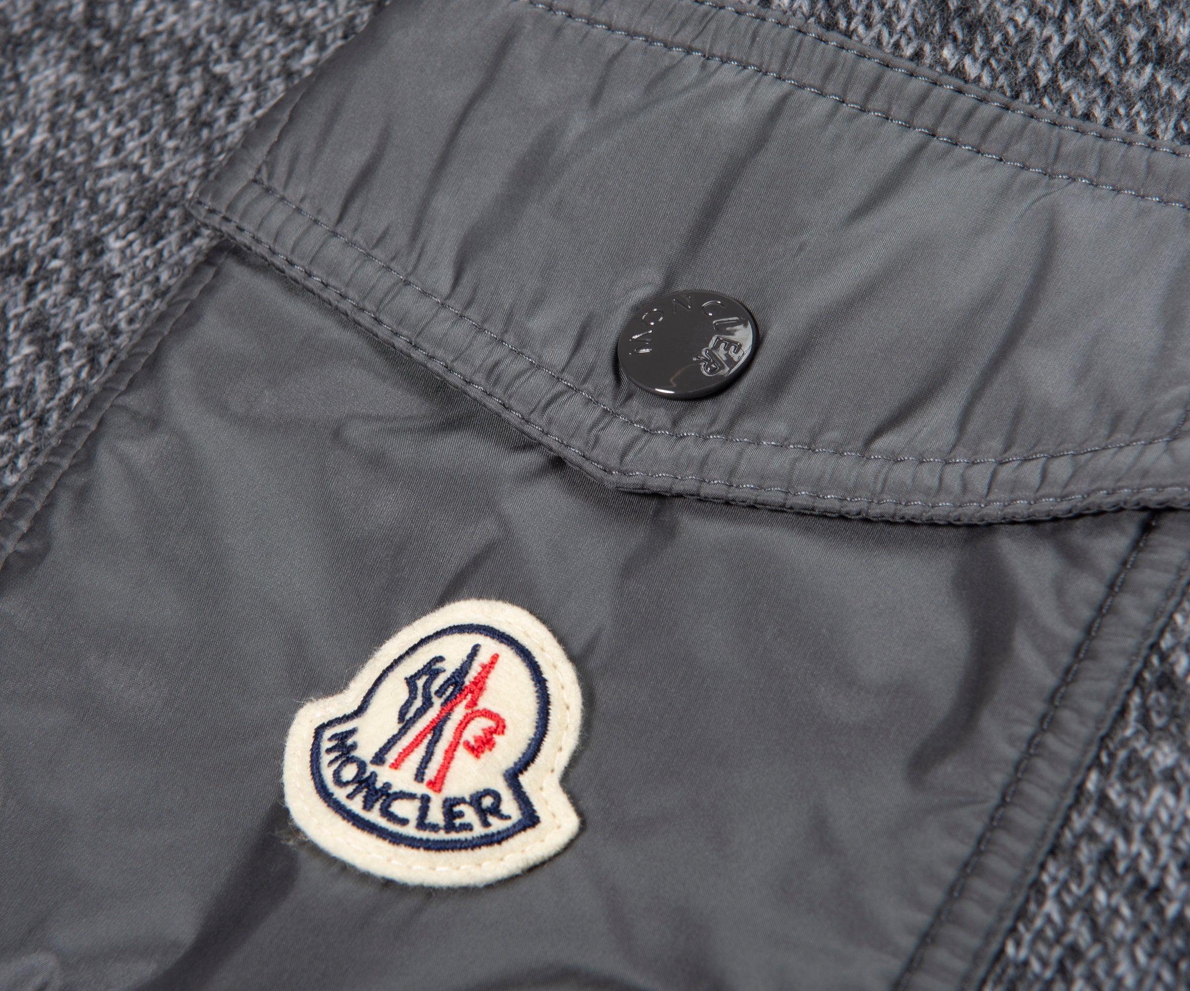 Moncler Grey Speckled Nylon Pocket Jumper - Image 4