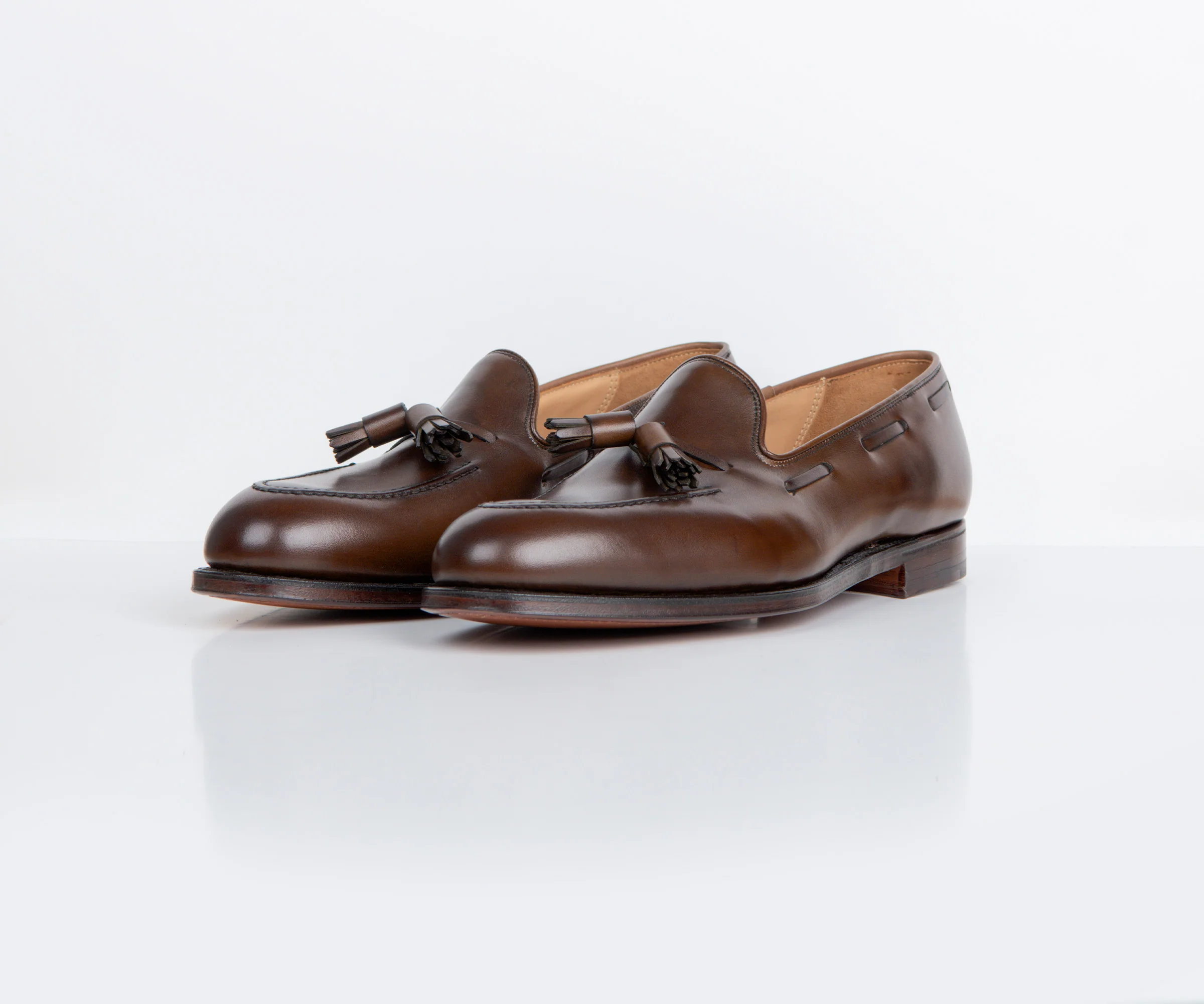 Crockett & Jones Cavendish Burnished Calf Leather Loafers Dark Brown - Image 4