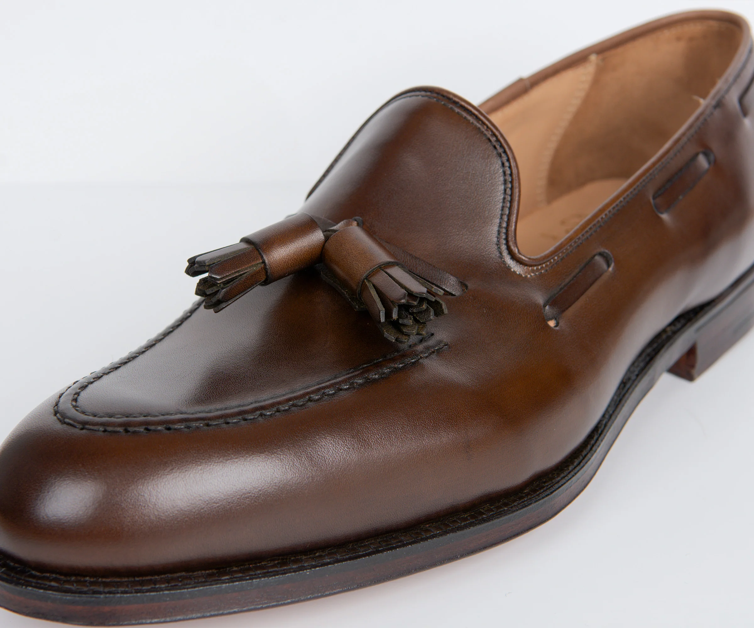 Crockett & Jones Cavendish Burnished Calf Leather Loafers Dark Brown - Image 5