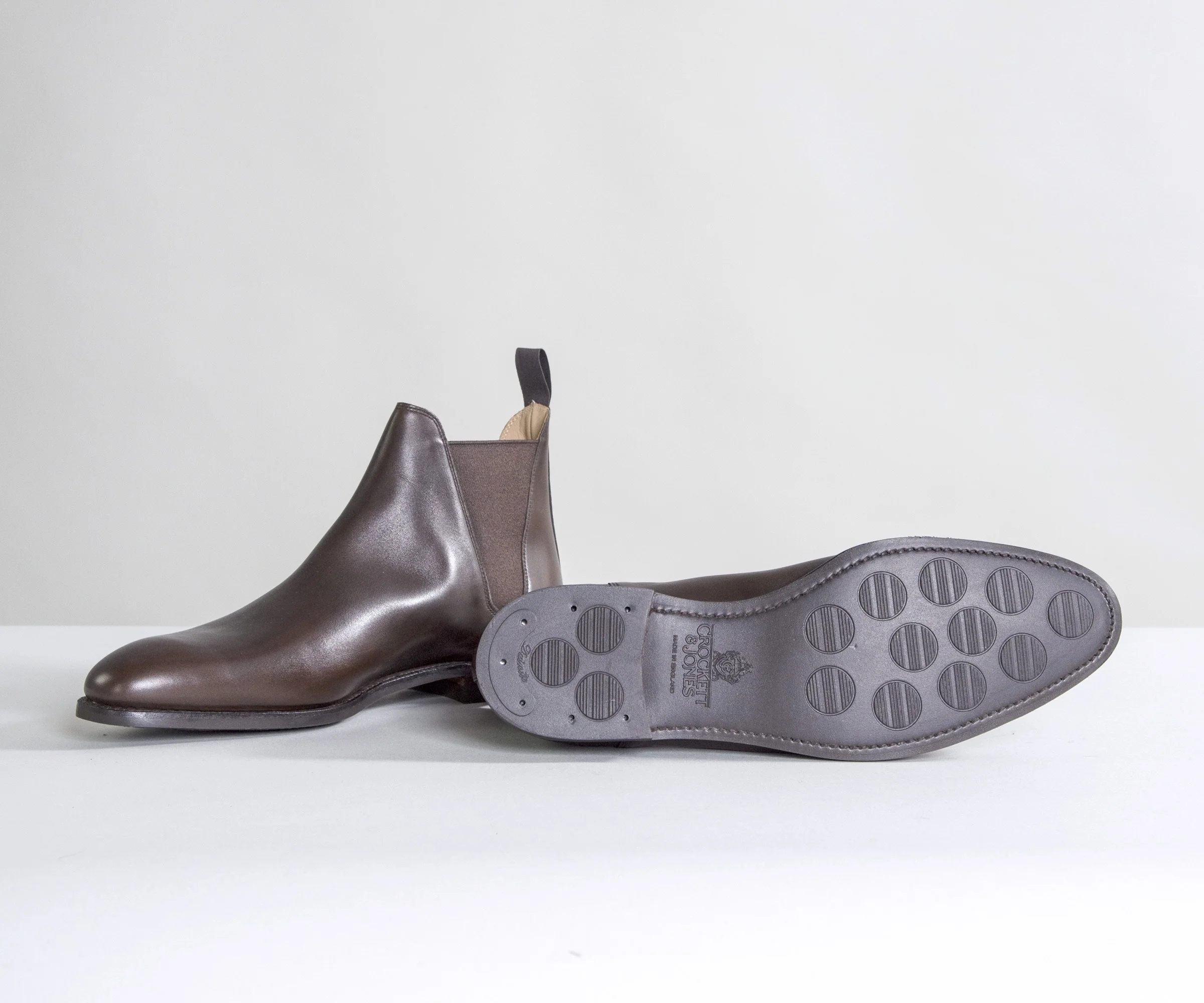 Crockett & Jones 'Chelsea VIII' Burnished Calf Leather Boots Dark Brown - Image 4