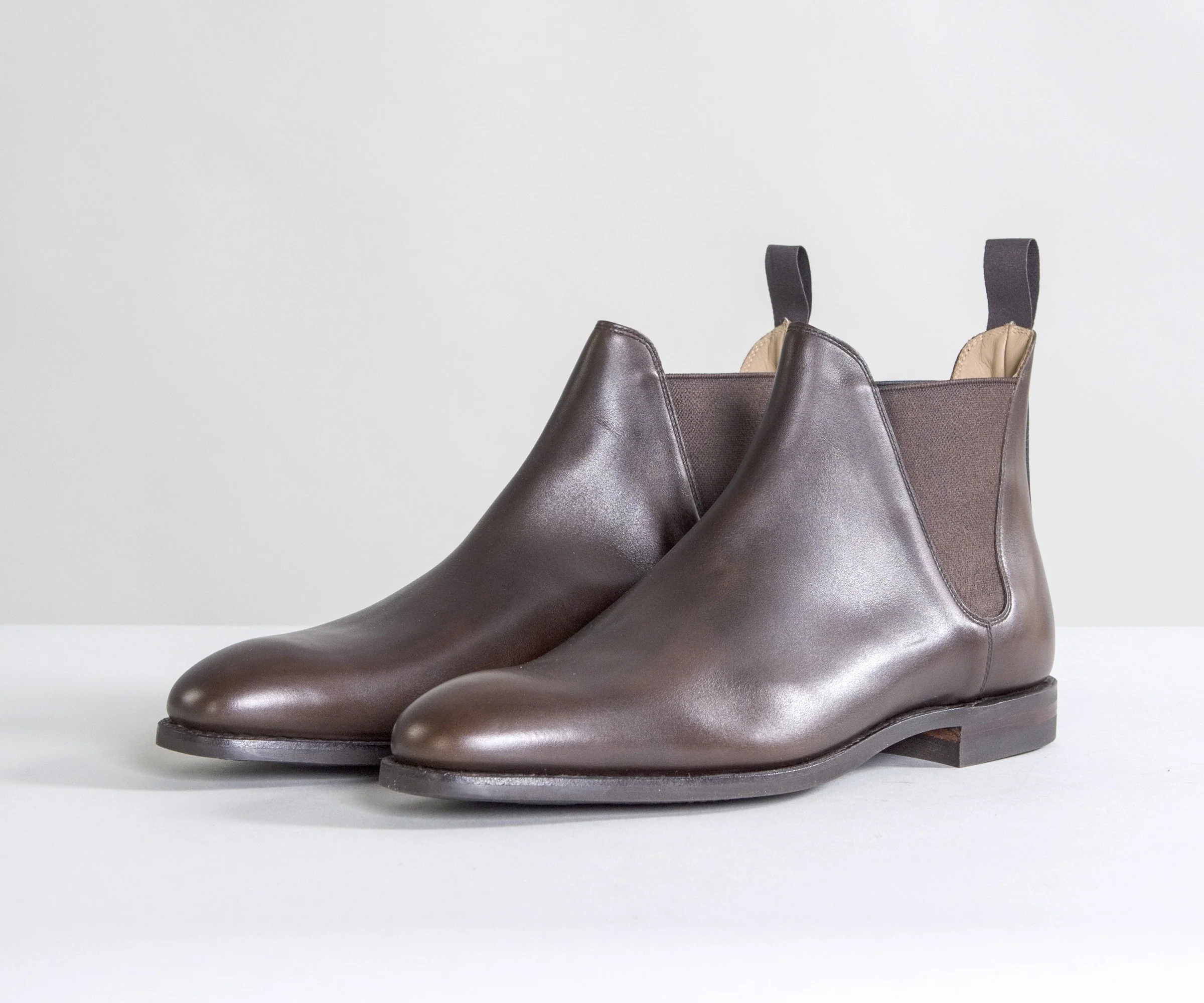 Crockett & Jones 'Chelsea VIII' Burnished Calf Leather Boots Dark Brown - Image 8