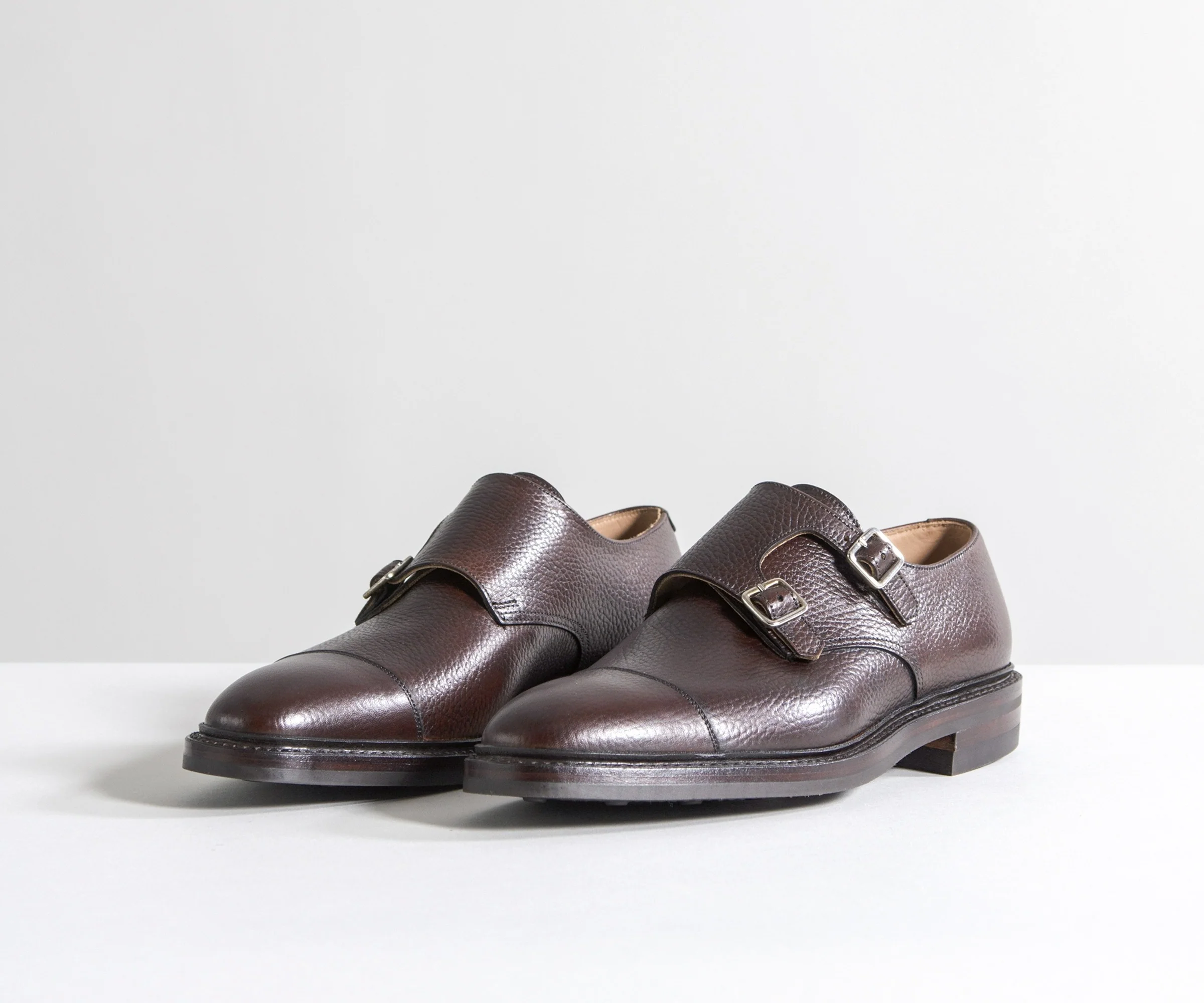 Crockett & Jones 'Harrogate' Country Calf Grain Double Monk Shoes Dark Brown - Image 10