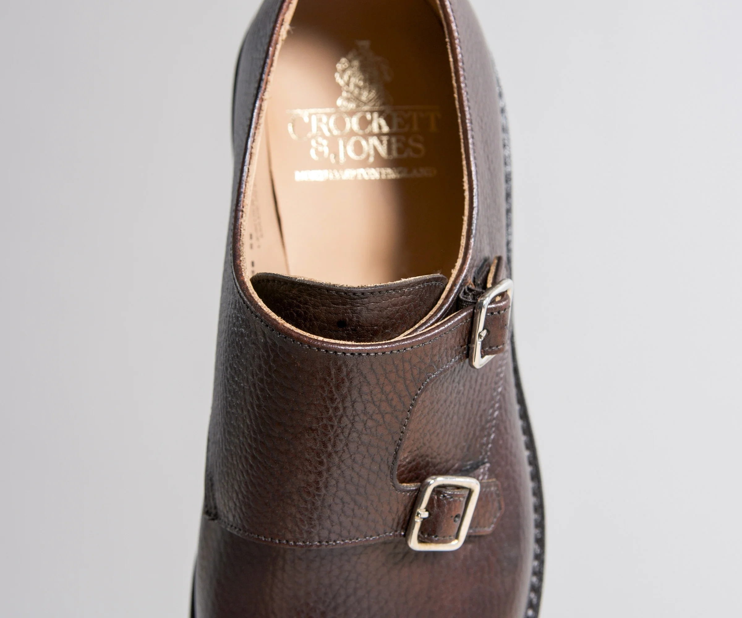 Crockett & Jones 'Harrogate' Country Calf Grain Double Monk Shoes Dark Brown - Image 4
