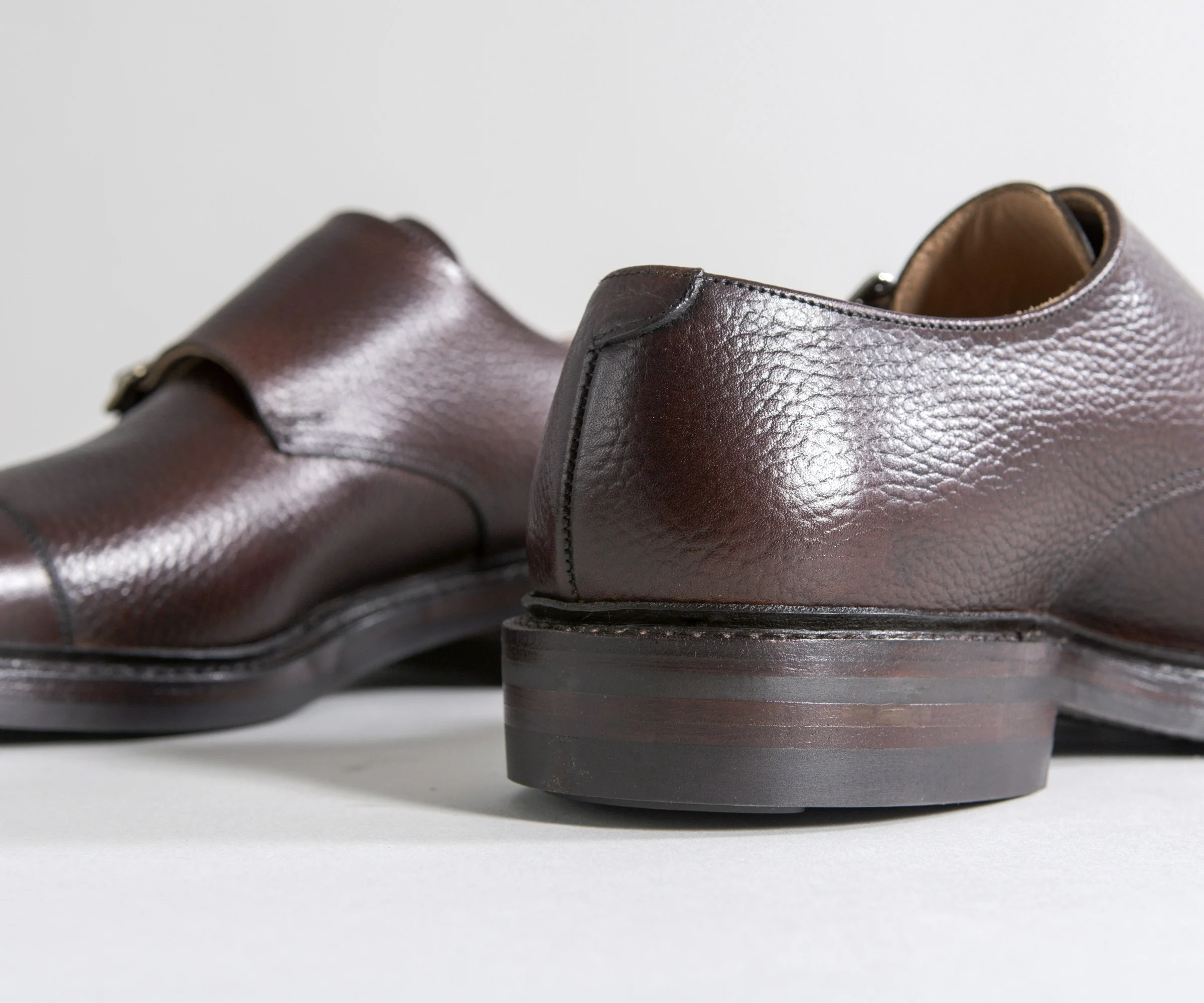 Crockett & Jones 'Harrogate' Country Calf Grain Double Monk Shoes Dark Brown - Image 6