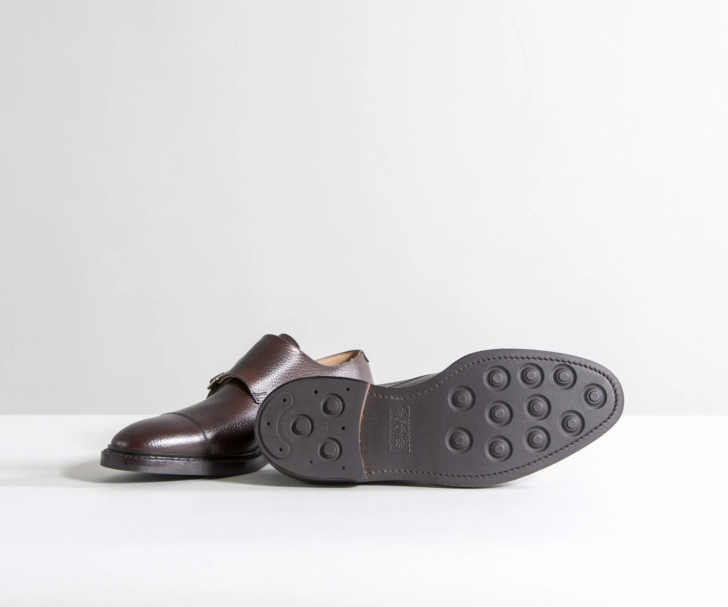 Crockett & Jones 'Harrogate' Country Calf Grain Double Monk Shoes Dark Brown - Image 9