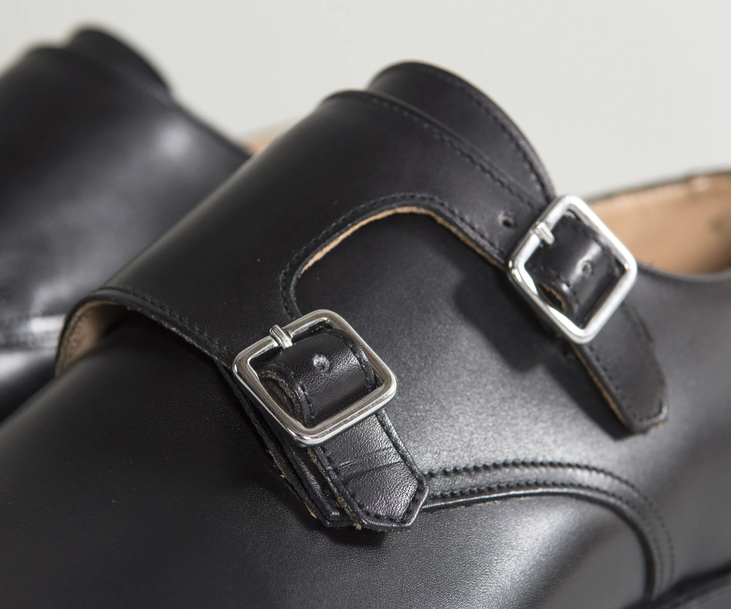 Crockett & Jones 'Lowndes' Calf Leather Double Monk Shoes With 'City' Soles Black - Image 4