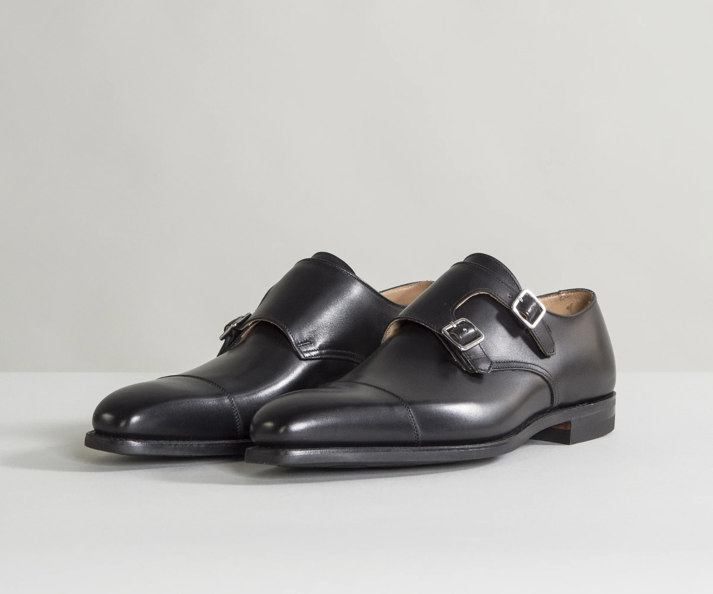 Crockett & Jones 'Lowndes' Calf Leather Double Monk Shoes With 'City' Soles Black - Image 5