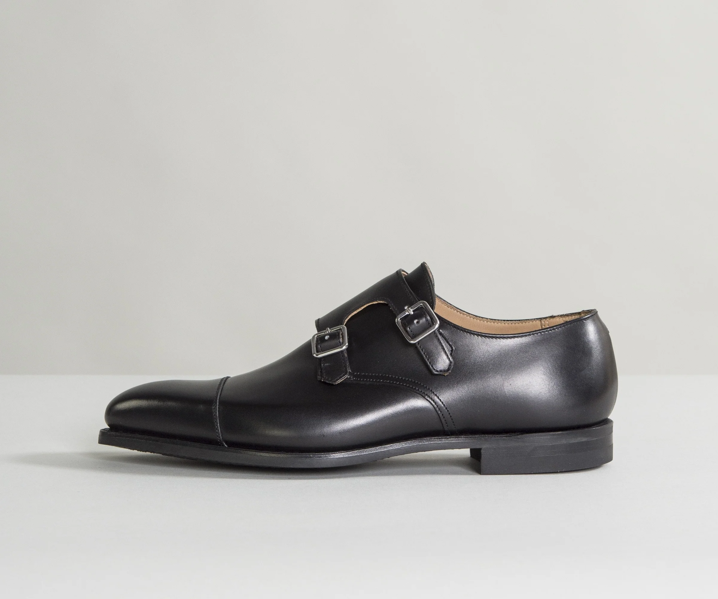Crockett & Jones 'Lowndes' Calf Leather Double Monk Shoes With 'City' Soles Black - Image 6