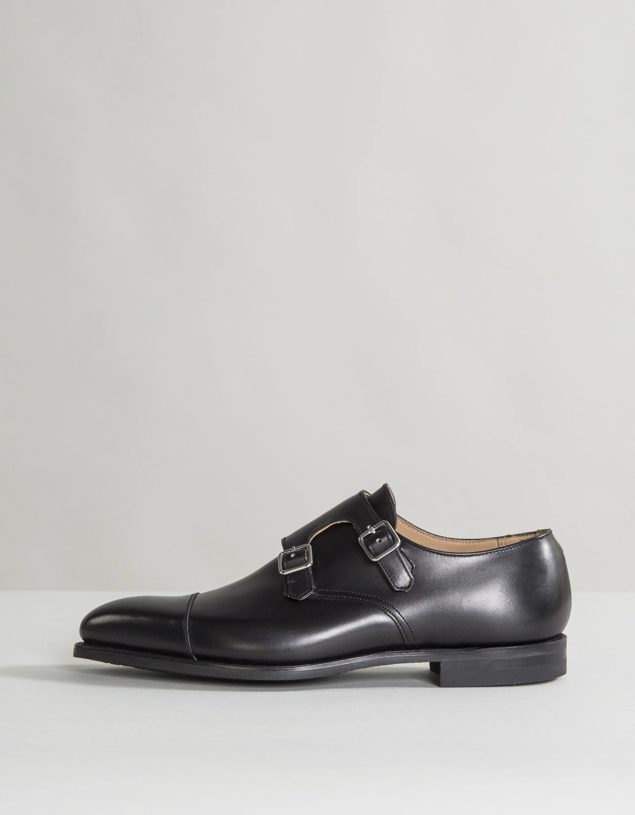 Crockett & Jones 'Lowndes' Calf Leather Double Monk Shoes With 'City' Soles Black - Image 7