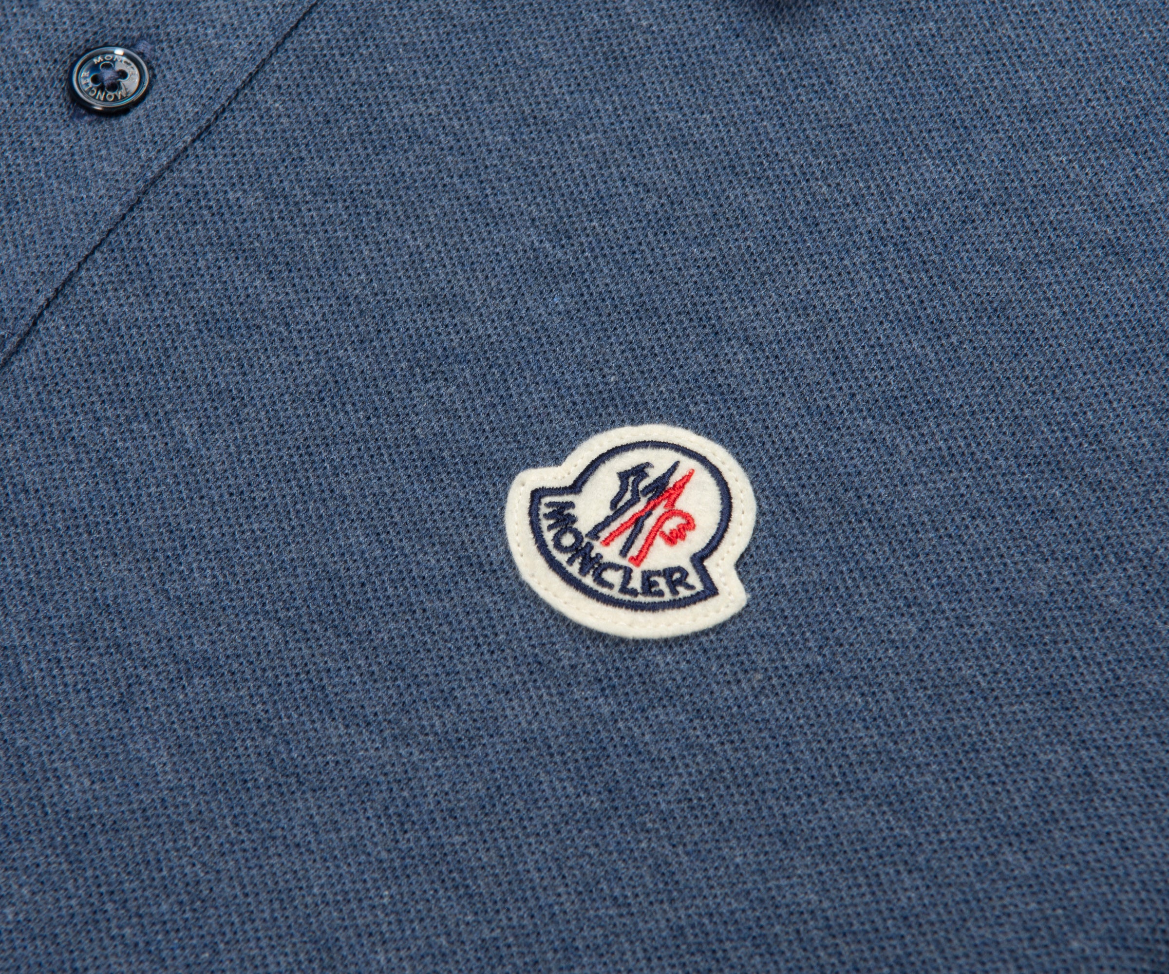 Moncler Blue Logo Patch Piquet Polo - Image 4