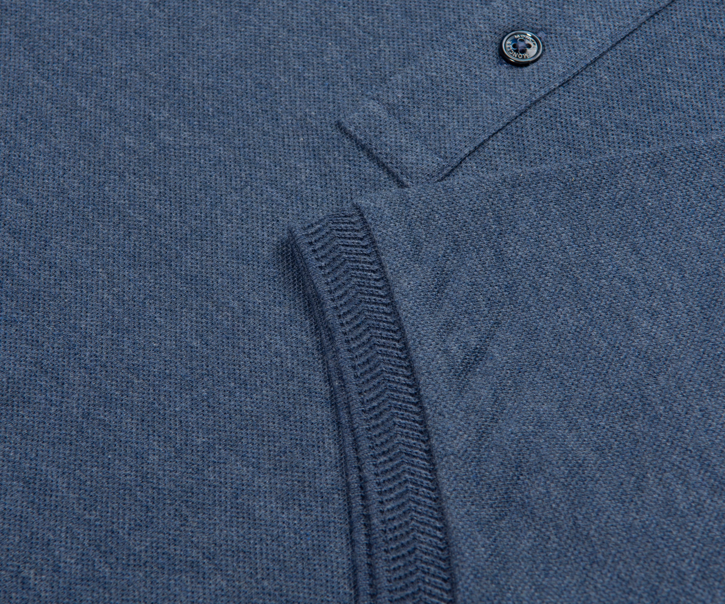 Moncler Blue Logo Patch Piquet Polo - Image 5