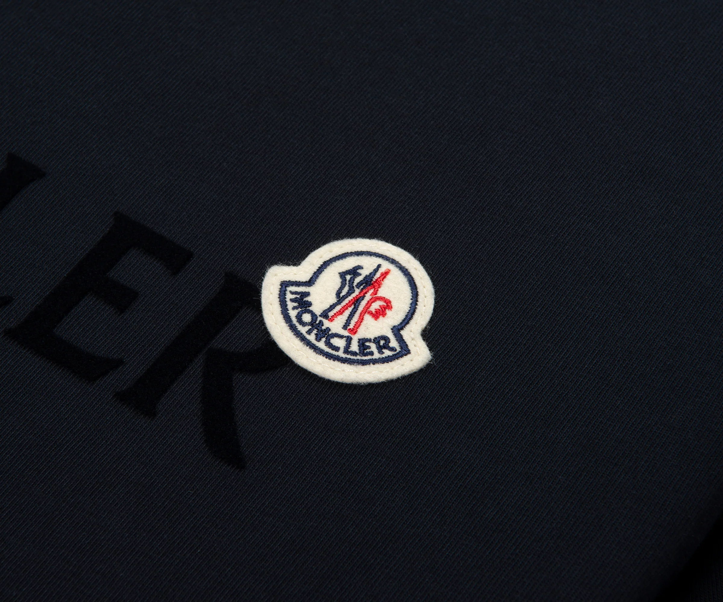 Moncler Navy Velvet Logo Cotton T-Shirt - Image 3