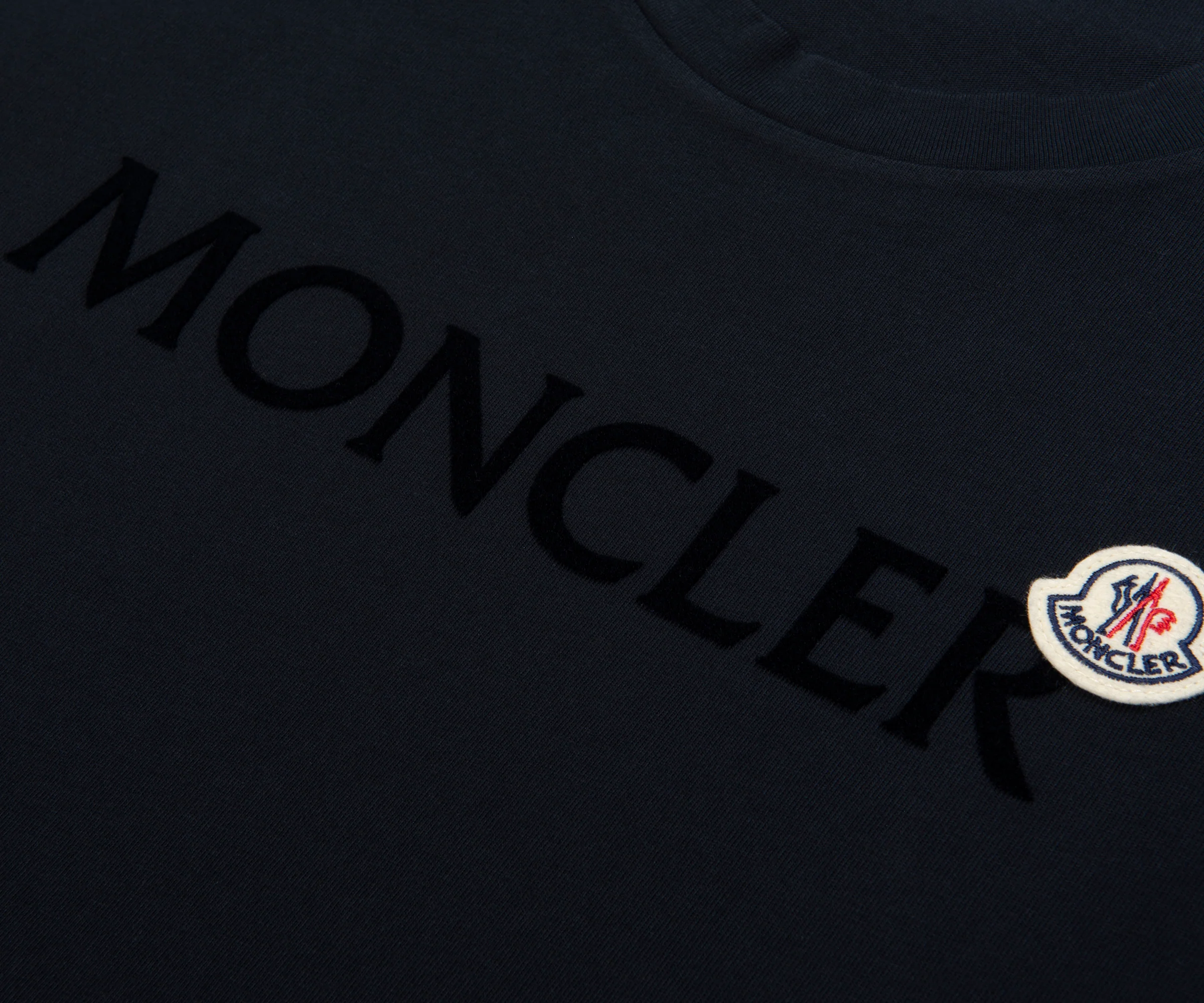 Moncler Navy Velvet Logo Cotton T-Shirt - Image 4