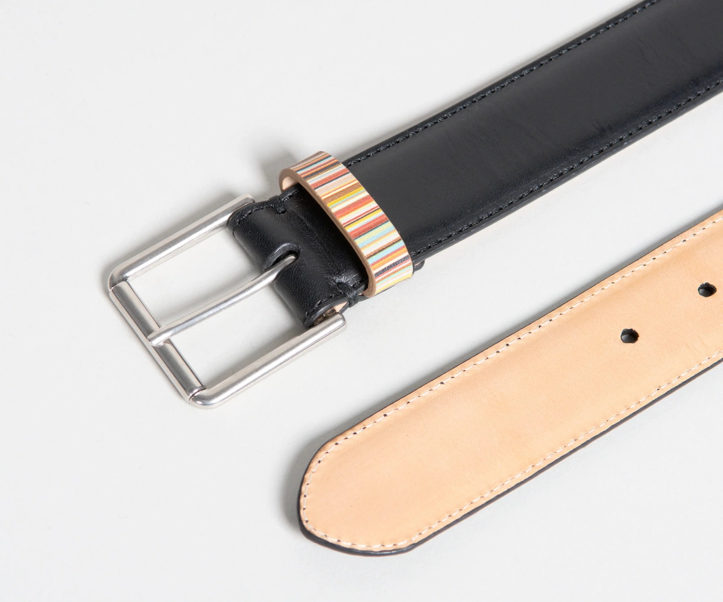 Paul Smith Signature Multi Stripe Keeper Belt Black - Image 5