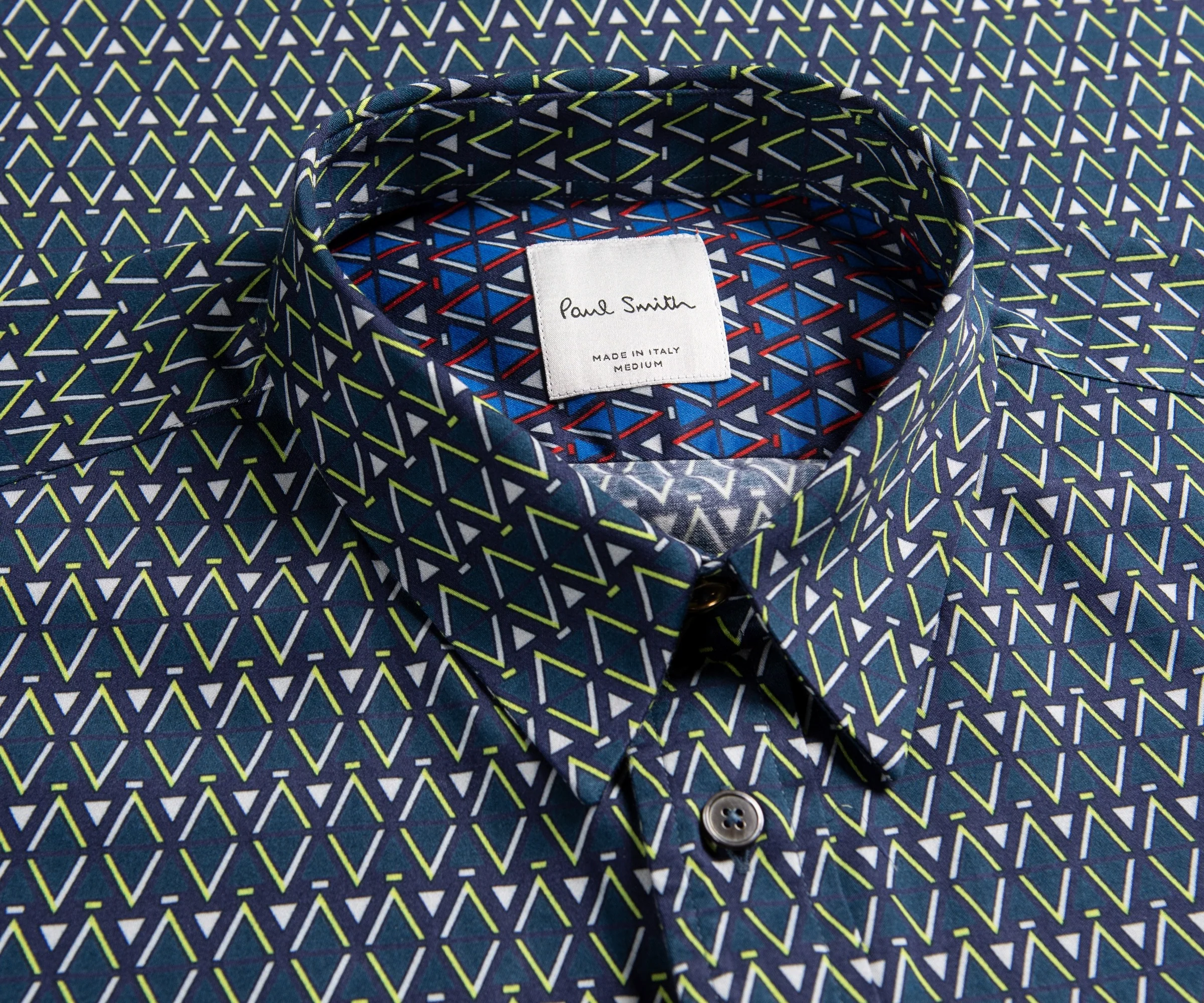 Paul Smith Zig Zag Cotton Print Shirt Green - Image 6
